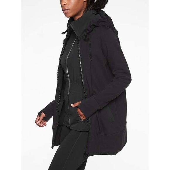 Athleta Jackets & Blazers - Athleta Victory Primaloft long black hoodie (XXS)